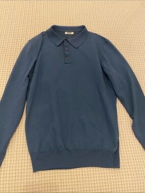 Coofandy Classic Men's Long-Sleeve Polo in Deep Blue